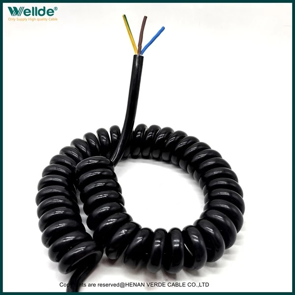 3 Core 1.0mm² Black Spiral Cable high quality