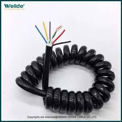 Kawat Pegas Teleskopik Kabel Spiral PUR Sinyal 7 Inti